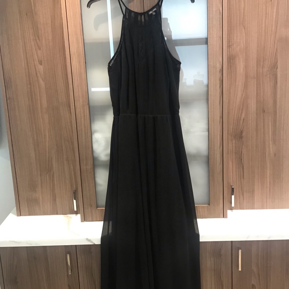 Formal halter maxi dress with lace detail on top